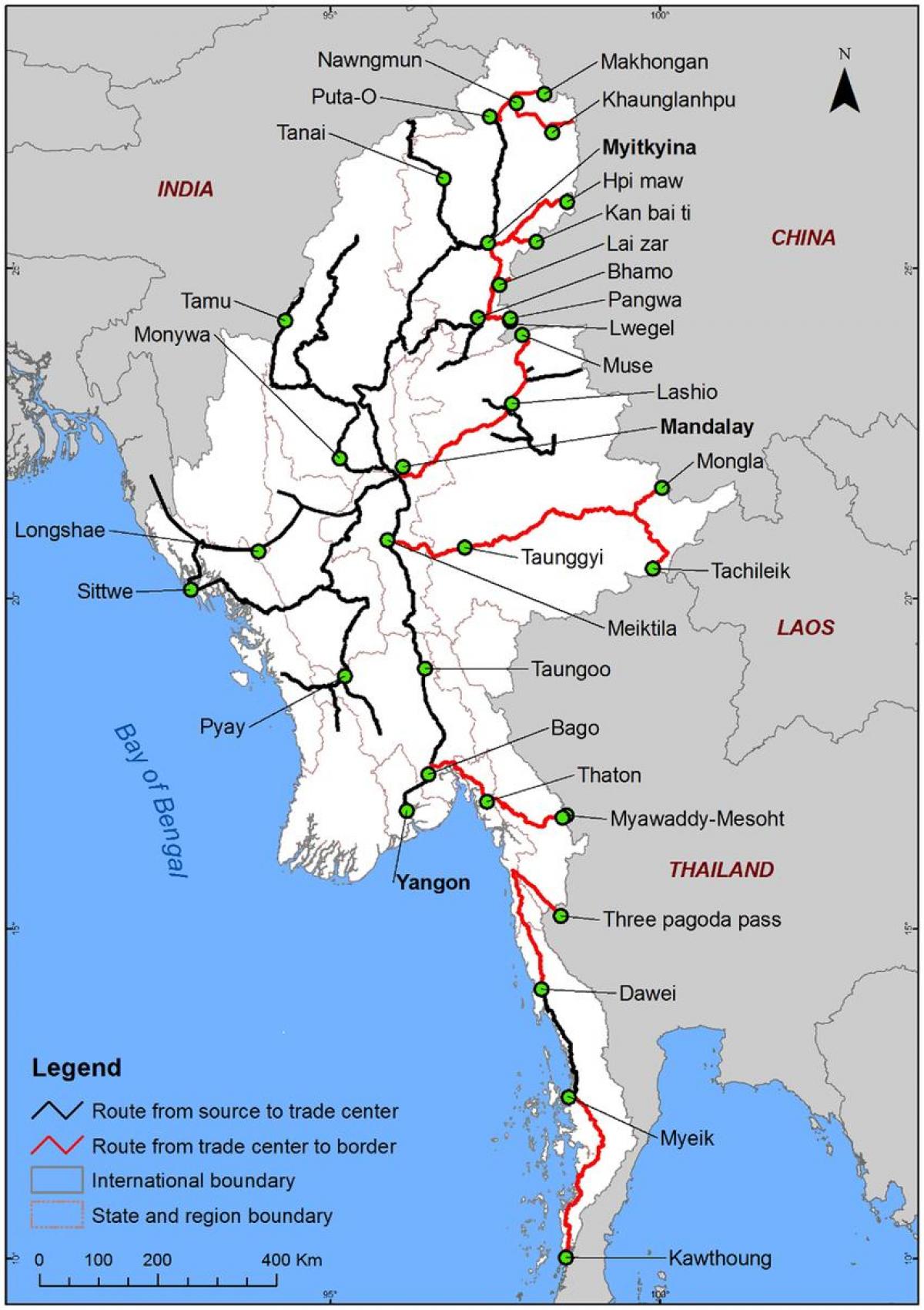 Myanmar (road map detail