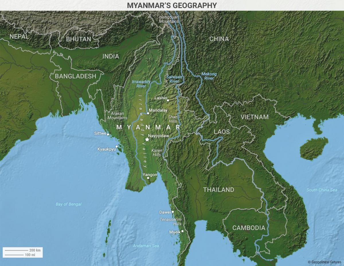 Birma geograafia kaart