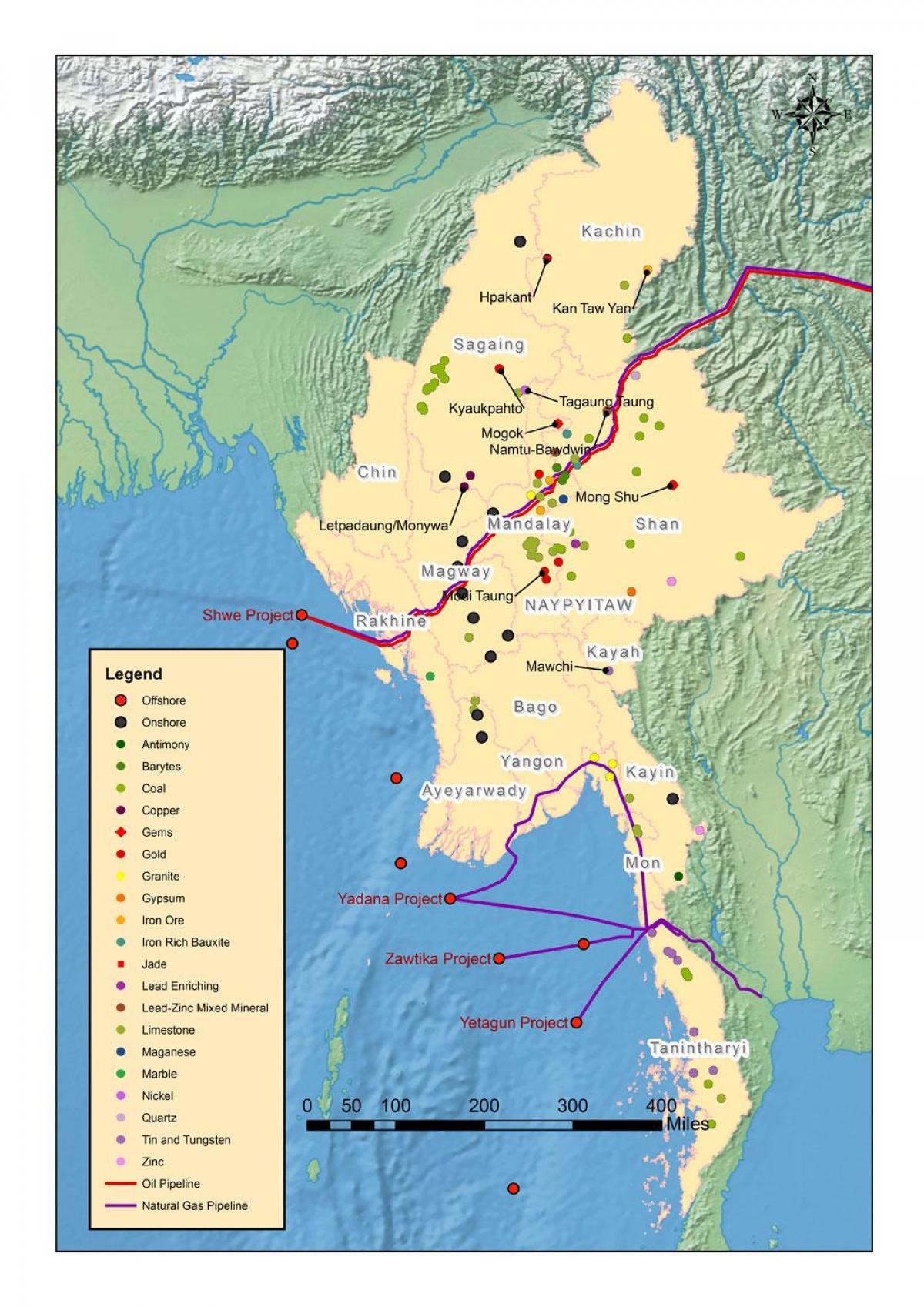 Kaart Myanmar loodusvarade