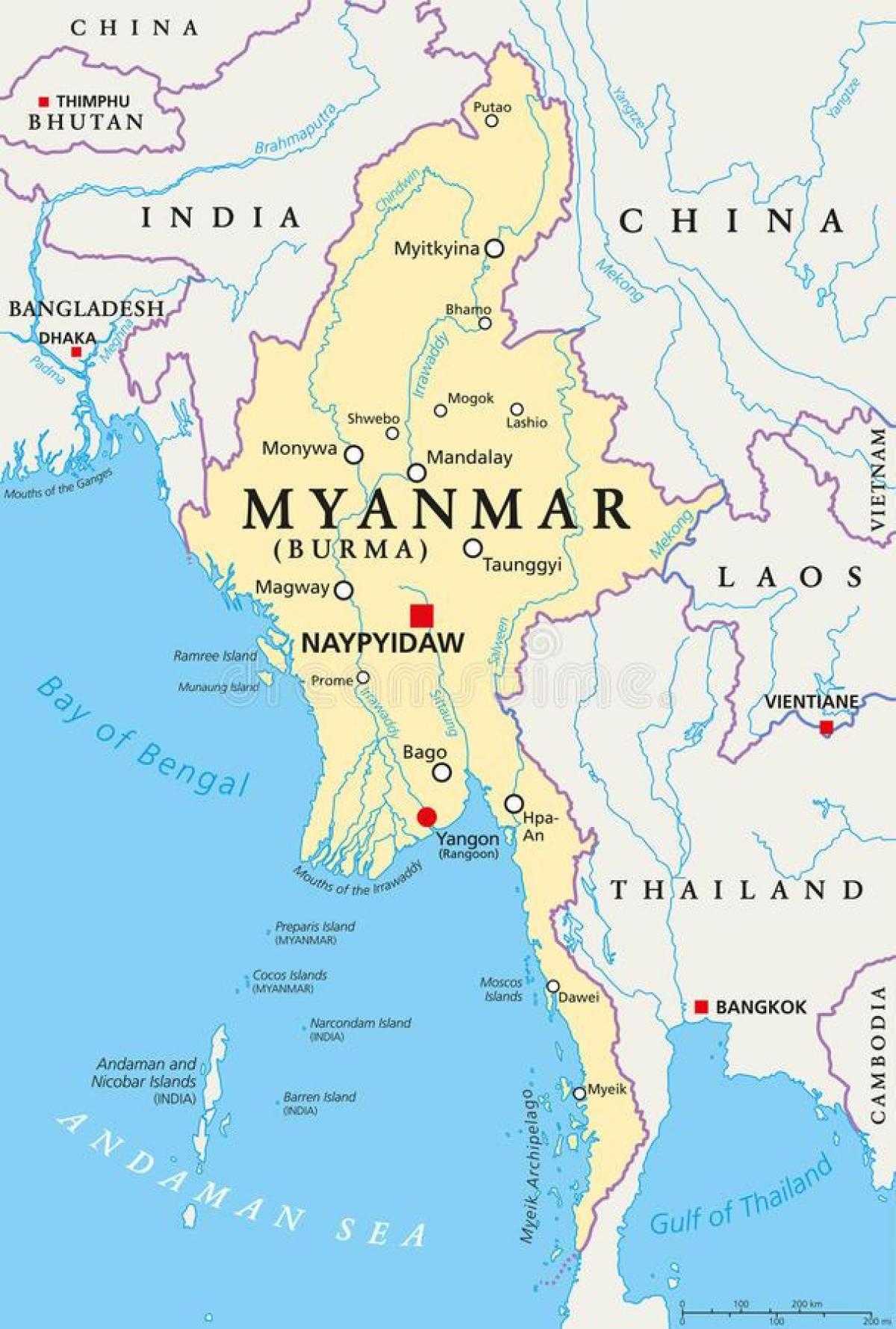 naypyidaw Myanmar kaart