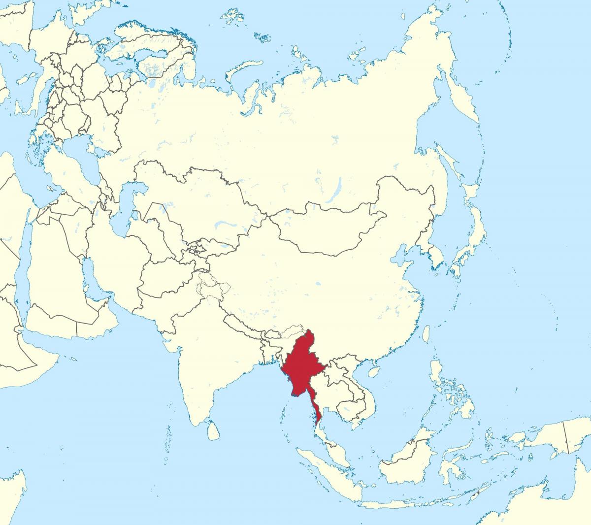 maailma kaart Myanmar Birma