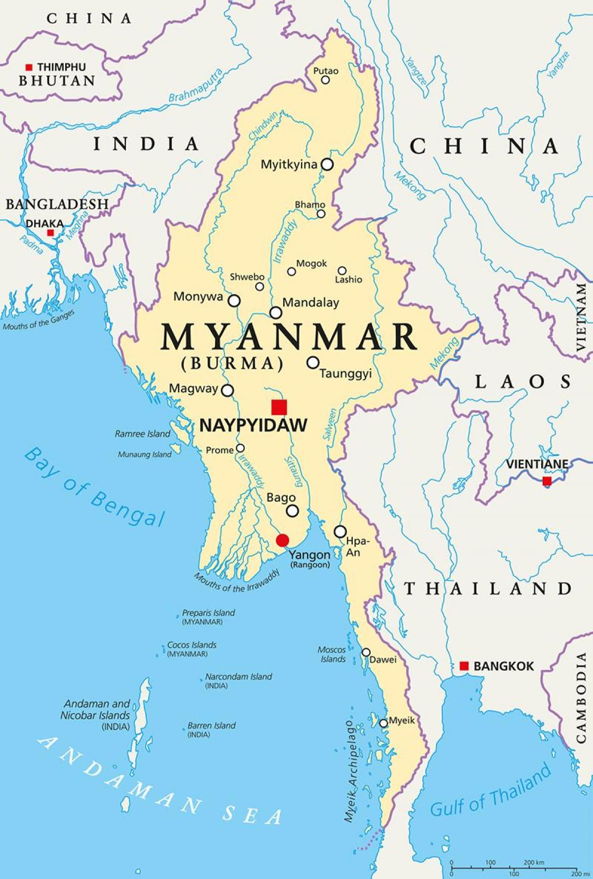 Myanmari riigis kaart