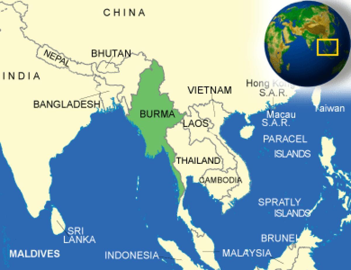 Birma või Myanmar kaart